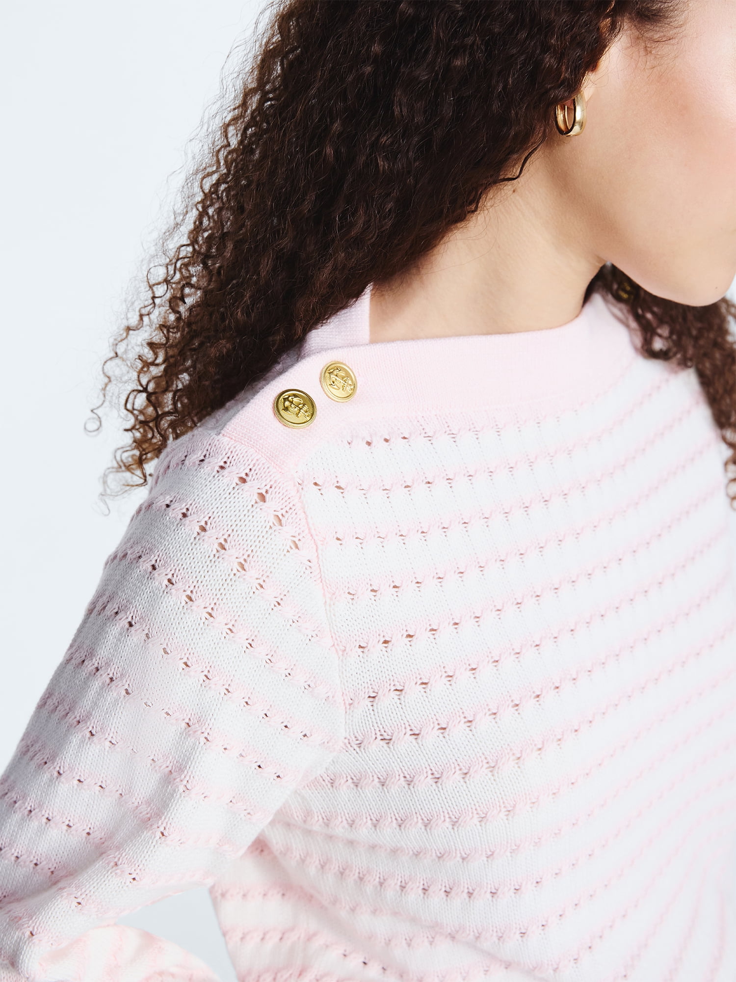 Free Assembly Women's Button Shoulder Sweater with Long Sleeves, Sizes XS-XXL