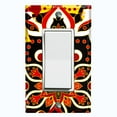 thumbnail image 1 of Metal Light Switch Plate Cover Colorful Black Red Mandala Flower Tile Pattern MDL024, 1 of 13