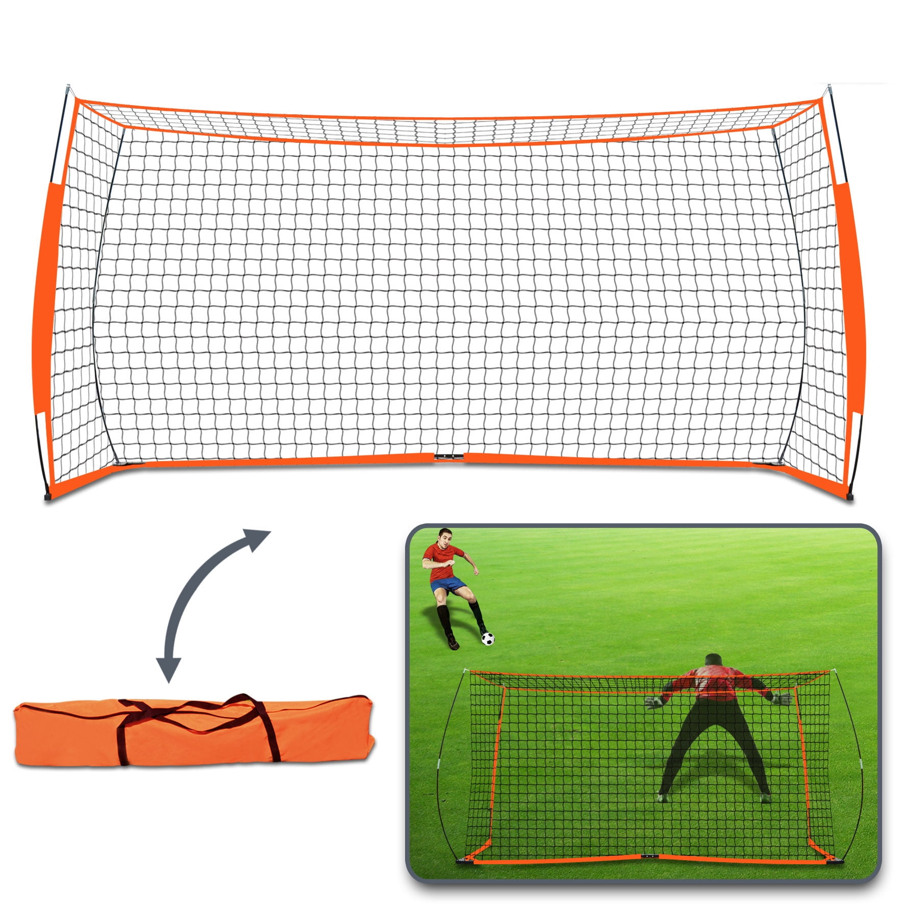 Sunny 12' x 6' Portable Soccer Goal With Net Sport Training Sets w/Carry Bag