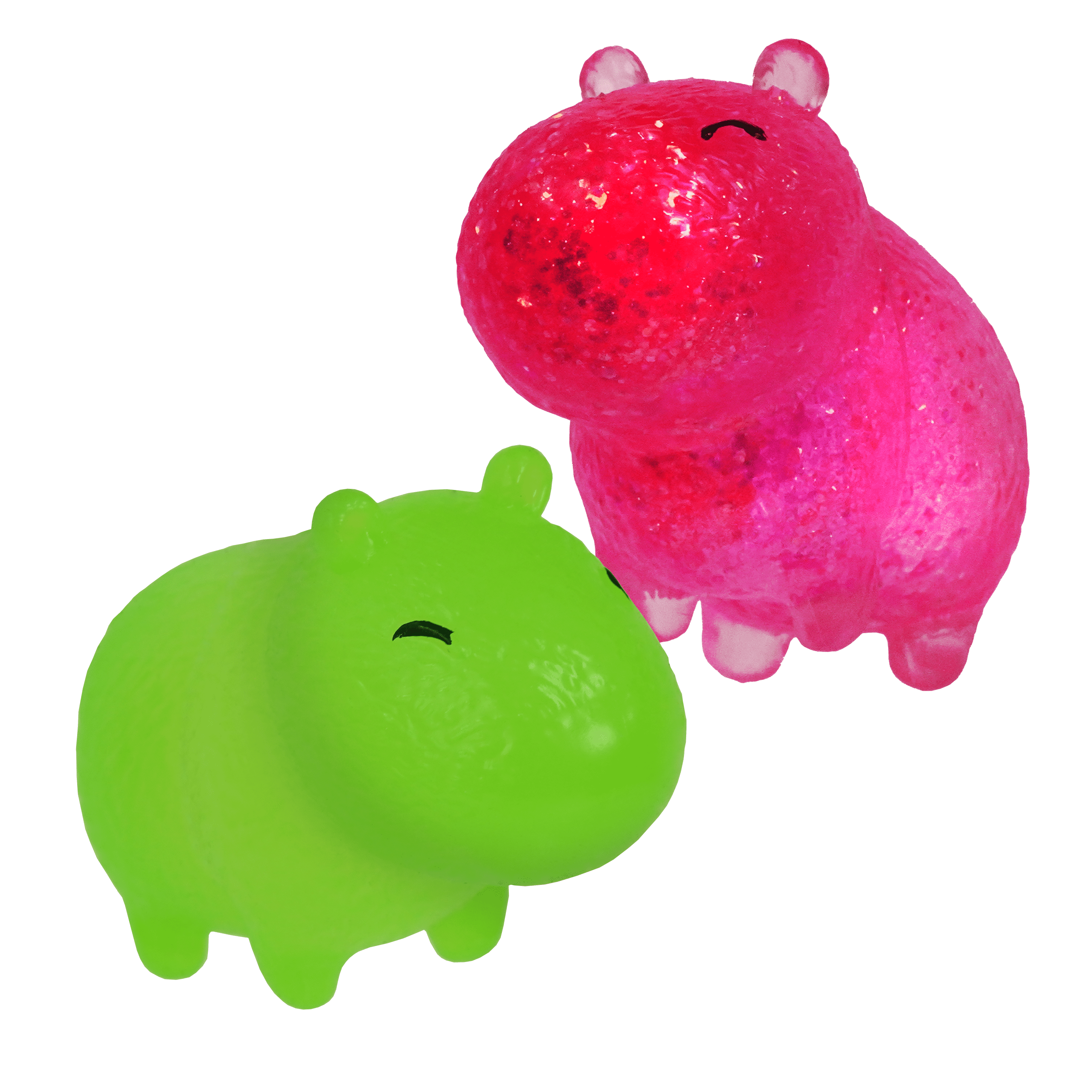 Power Your Fun Capybara Squishy Stress Relief Fidget STEM Toys for Adults & Kids 2-Pk (Pink, Green)