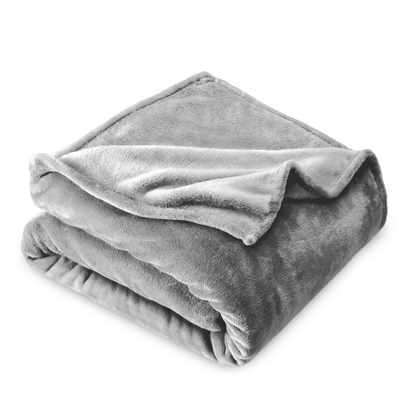 Bare Home Manta de Felpa Polar 300 G/M², Microfibra Difusa, Suave y Afelpada, para Viajes, Gris Claro