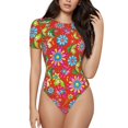 thumbnail image 1 of Fotbe Vector Mexican Otomi Style Bright Body de Mujer con Cuello Redondo y Mangas Cortas, Sin Mangas Ajustado, Suave, Cómodo y Básico-XX-Large, 1 of 7