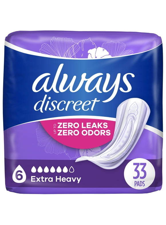 Always Discreet Incontinence Pads, Extra Heavy Absorbency, Regular, 33 Ct