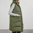 thumbnail image 4 of ATOYSOY Womens Long Puffer Vest Winter Lightweight Quilted Coats Zipper Sleeveless Padded Jacket with Pockets Green L, 4 of 7