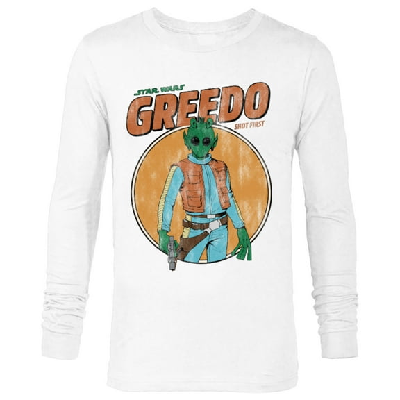 Star Wars Greedo Shot First Retro - Long Sleeve T-Shirt for Men - Customized-White