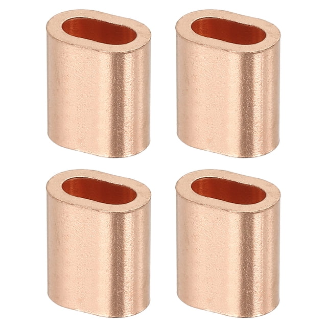 Uxcell Wire Rope Stop Sleeve, Copper Crimping Loops Sleeve Oval Crimp Ferrules for Wire Rope and Cable Ferrules 3/16"(4mm)