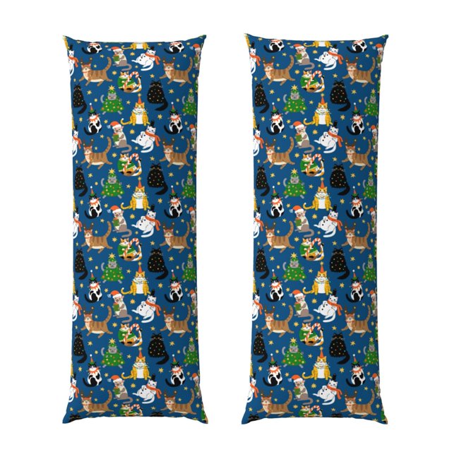 Balery Different Cats Christmas Funda Protectora para Almohada Corporal de Algodón Hipoalergénico con Cierre(55 x 21 pulgadas), Almohadas No Incluidas