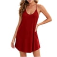 thumbnail image 4 of Tqcoqu Womens Summer Mini Dresses,Spaghetti Strap Dress Casual Backless Lounge Dress,Solid Beach Vacation Sundress,Red Women's S-XXL, 4 of 8