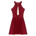thumbnail image 4 of Haitryli Women Teens Sleeveless Ruched Skirted Leotard Ballet Lyrical Figure Skating Dance Dress Burgundy XXL, 4 of 7
