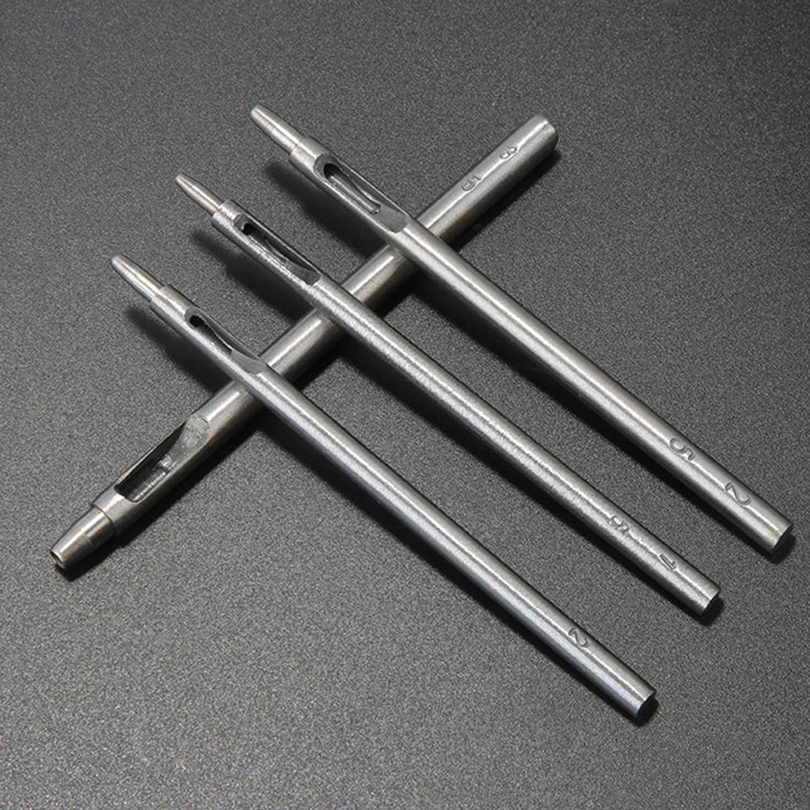 11Pcs Hollow Leather Hole Puncher 0.5mm-4.0mm Metal Round Hole Punching Tool With Ergonomic Handle For Leather Working