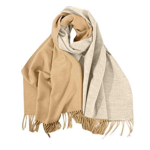 Women's Pashmina Shawls and Wraps Double Side Color Tassels Long Fall Scarf Rose Gold Free Size