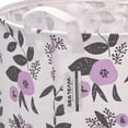 thumbnail image 4 of Sea Team 19.7 x 15.7 Inches Large Sized Folding Cylindric Canvas Fabric Laundry Hamper Storage Basket with Floral Pattern, Purple & Grey, 4 of 7