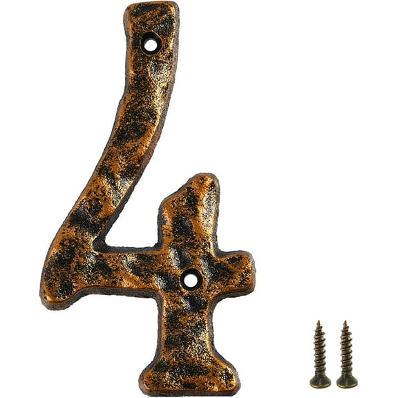 House Number 4 for Outside, 5.5 Inch Cast Iron Metal House Address Number Home Number