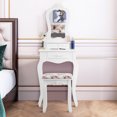 thumbnail image 5 of Costway White Vanity Jewelry Makeup Dressing Table Stool Drawer, 5 of 12
