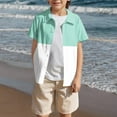 thumbnail image 2 of Diufon Boys Shirts Button Down Short Sleeve Shirt Color Block Kids Summer Casual Beach Shirts 5-15 Years, 2 of 8