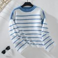 thumbnail image 2 of Diufon Fall Sweaters for Women Stripe Printed Blouses Round Neck Long Sleeve Pullover Tops, 2 of 4
