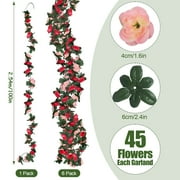 YOLETO 6 Pack Artificial Flower Garland-40FT Lush Rose Vines for Decoration, Hanging Floral Garlands for Bedroom, Wall, Weddings, Gardens & Home Decor (Mixed Pink)