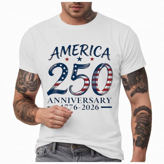 mgoYE Navy 250th Anniversary Gifts Men American Flag Shirt Short Sleeve USA 4th of July Flag Tops Loose Patriotic Novelty T-Shirts(White,L)