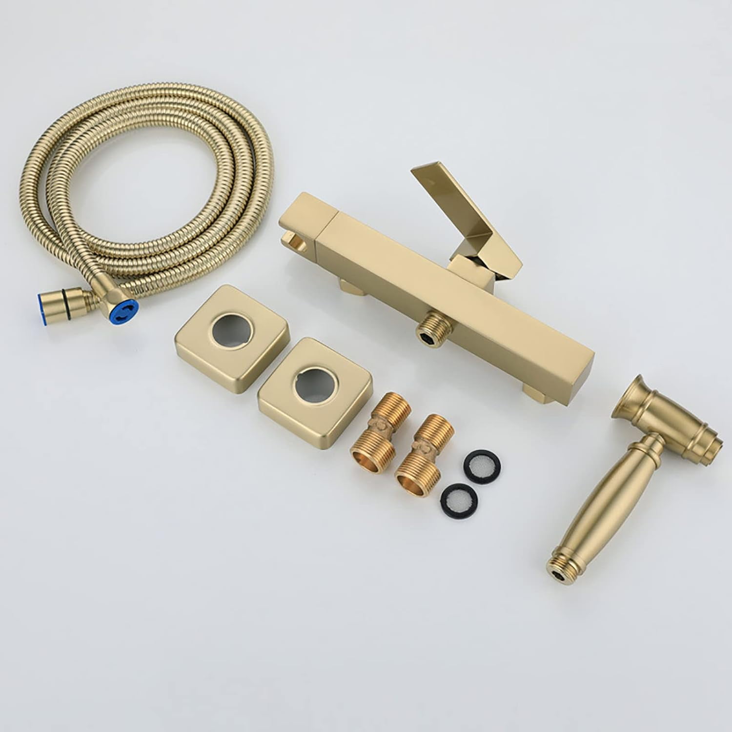 Handheld Bidet Sprayer for Toilet, Brushed Gold Cloth Diaper Sprayer Kit Wall Mounted Brass Bidet Sprayer Set Single Handle Toilet Bidet Sprayer Kit with 150cm Shower Hose