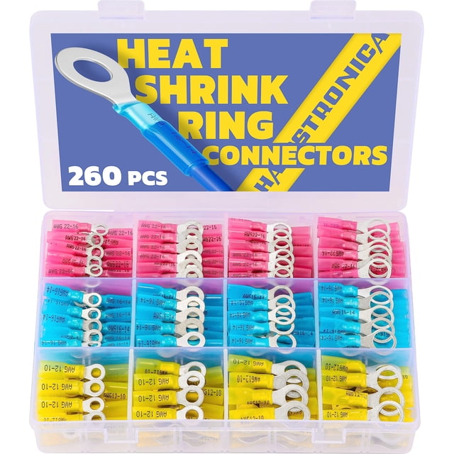Conectores de anillo termorretráctiles haisstronica Marine Grade 260 piezas