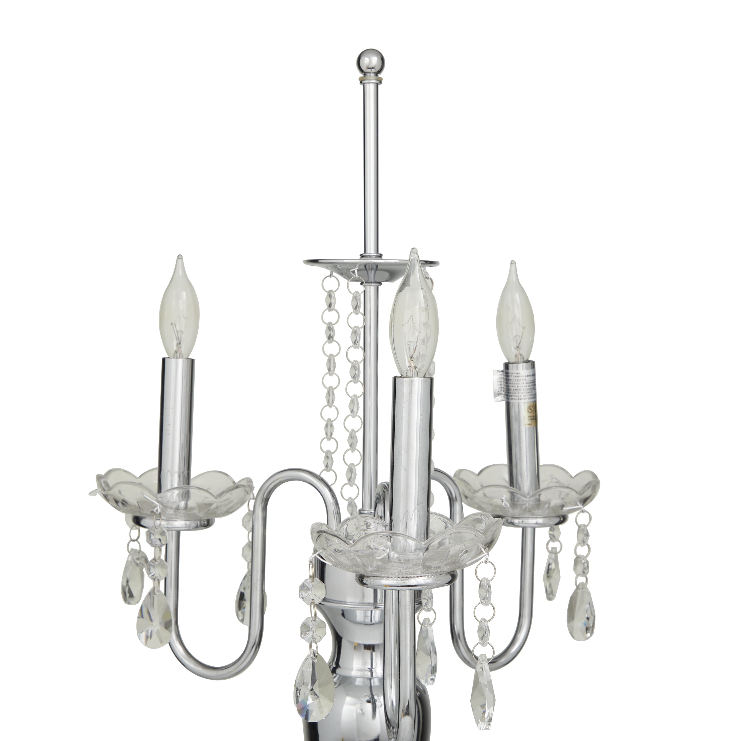 DecMode 31" 3 Light Silver Table Lamp with Black Linen Shade