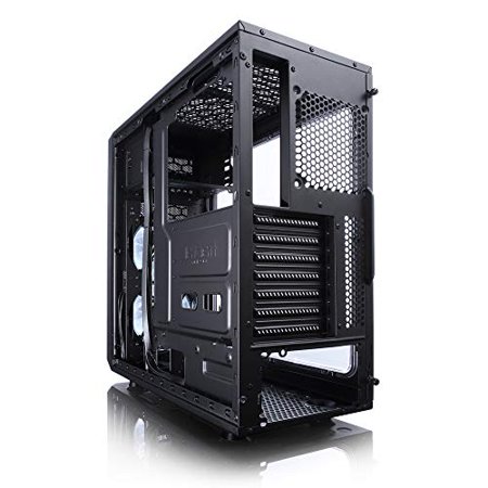 Fractal Design FD-CA-Focus-BK-W Focus G - Mid Tower Computer Case - ATX - High Airflow - 2X Silent ll Series 120mm White LED Fans Included - USB 3.0 - Window Side Panel - Black