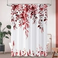thumbnail image 2 of Burgundy Eucalyptus Leaves Shower Curtain, Red and Gold Watercolor Leaves Botanical Plants Bathroom Curtain Waterproof Fabric Machine Washable with Hooks, 72" Wx72 L, 2 of 6