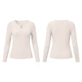 thumbnail image 4 of MYAOYINo Boundaries Womens Ribbed Knit Top Long Sleeve Keyhole Neck Casual Shirt, 4 of 8