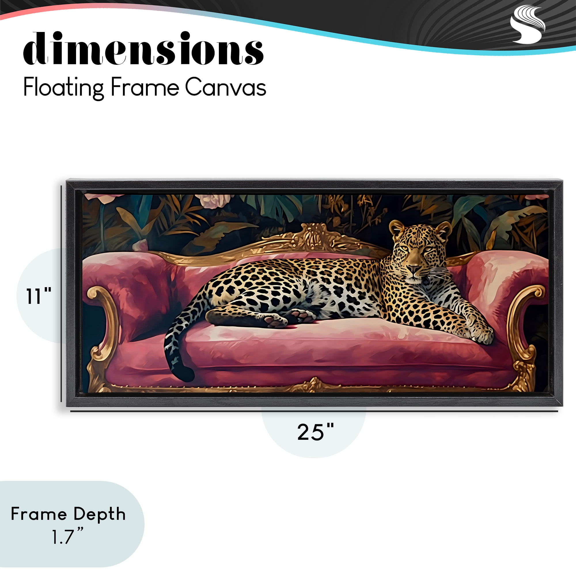 Stupell Industries Regal Relaxation Leopard on Pink Black Framed Floater Canvas Wall Art, design by Creative Studio