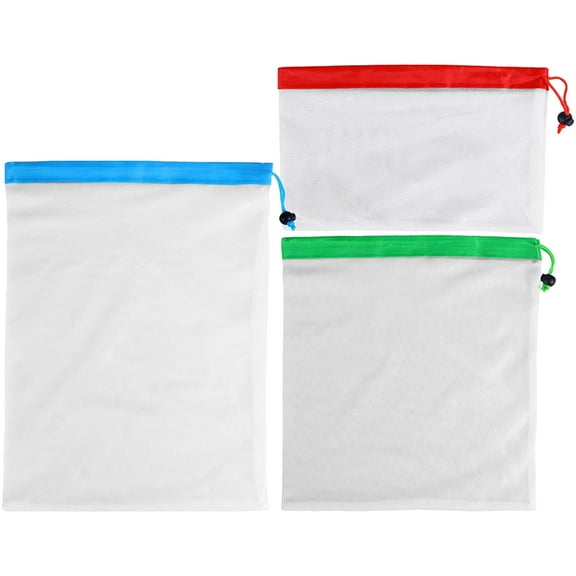 Gregiular 3pcs Reusable Produce Bags Mesh Bag Vegetable Bags Fruit and Vegetable Storage Bags