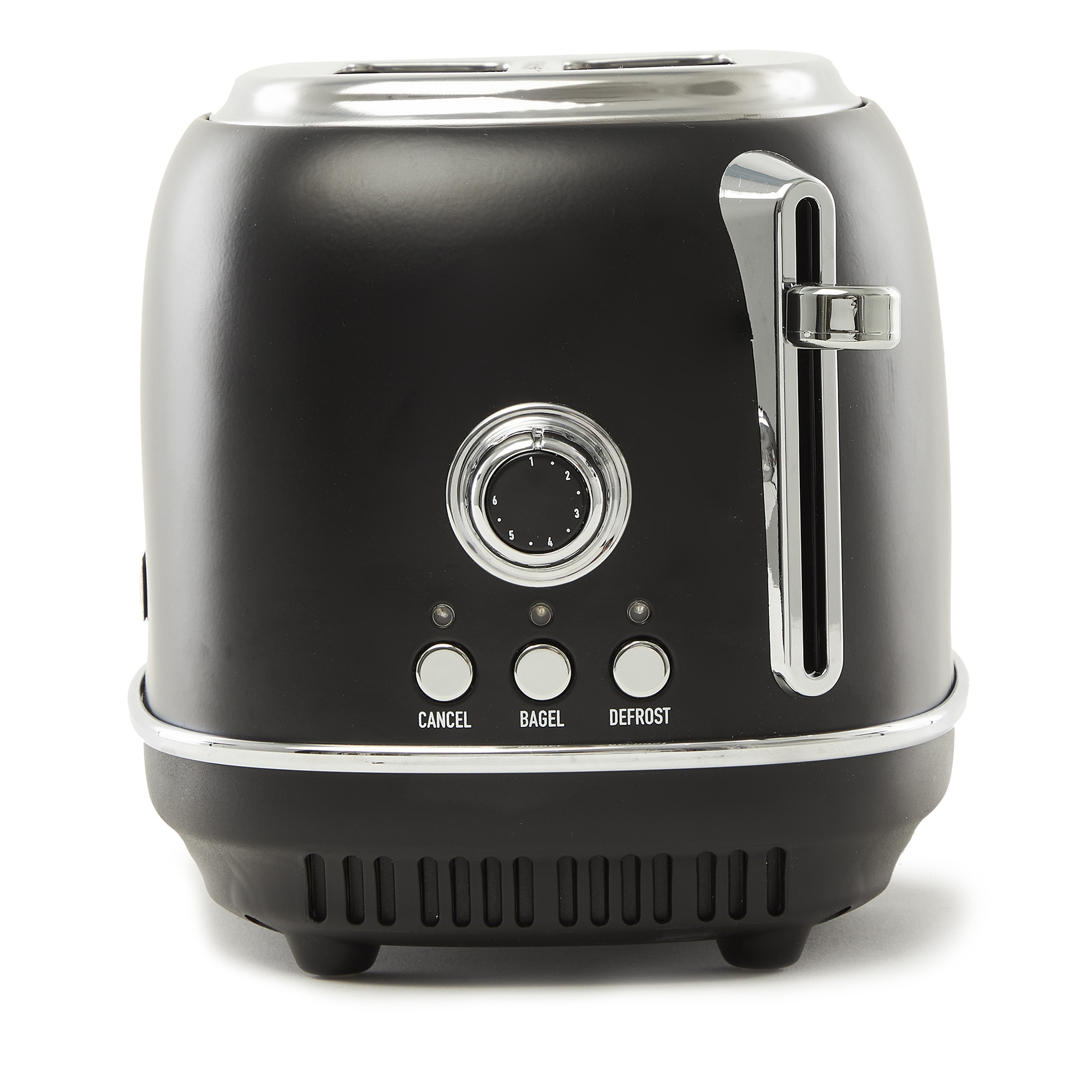 Open Box Haden Heritage 2 Slice Wide Slot Toaster w/Crumb Tray, Black/Chrome
