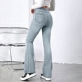 thumbnail image 2 of Women's Y2K High Waist Flare Jeans Stretchy Straight Leg Loose Fit Denim Pants Full Length Casual Long Jeans with Side Pockets Fall Trendy Street Clothes, 2 of 7