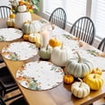 thumbnail image 3 of Fall Round Placemats Set of 4 Green Pumpkin Place Mats Thanksgiving Woven Placemat Sunflower Autumn Orange Leaves Circle Braided Table Mat for Kitchen Dining Table Autumn Party Home Decor 15 Inch, 3 of 9
