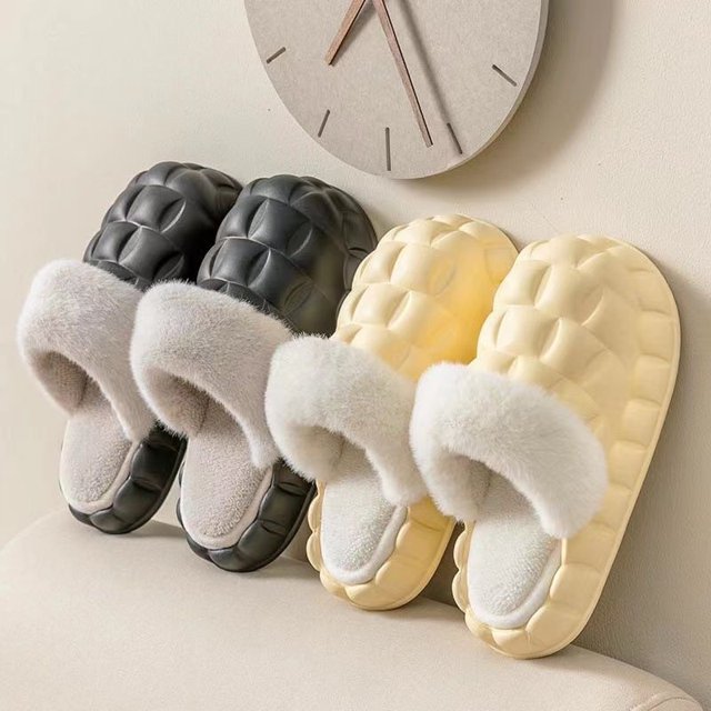 Zapatillas de algodón de invierno desmontables para el hogar, interiores, antideslizantes, impermeables, con forro polar, con punta cerrada, para mujer
