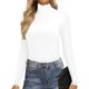 thumbnail image 1 of Xishao Body de manga larga para mujer, cuello alto falso, ribete de lechuga, camiseta con volantes, color blanco Xishao ropa, 1 of 2