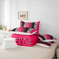 thumbnail image 6 of Manfei Zebra Cheetah Print Bedding Comforter Set 7 Pieces, Geometric Stripe Queen Bedding Sets, Hot Pink White Black Aesthetic Queen Sheet Sets for Girls, Breathable Home Decor, 6 of 8