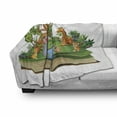 thumbnail image 3 of Lion Soft Flannel Fleece Throw Blanket, Open Book with Smiling Animals Playing by the River Greenery Plants and Leaves, Cozy Plush for Indoor and Outdoor Use, 60" x 80", Multicolor, by Ambesonne, 3 of 6