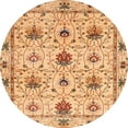 thumbnail image 1 of Ahgly Company Machine Washable Indoor Round Abstract Papaya Orange Area Rugs, 7' Round, 1 of 7