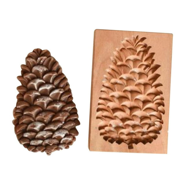Xihbxyly Molde de Madera para Tallar, Diseño de Piña, Cortador con Forma de Rosa, Madera de Haya Duradera, Fácil de Limpiar, Ideal para Postres, Pasteles y Galletas, Repostería Casera, Tamaño 13 X 8