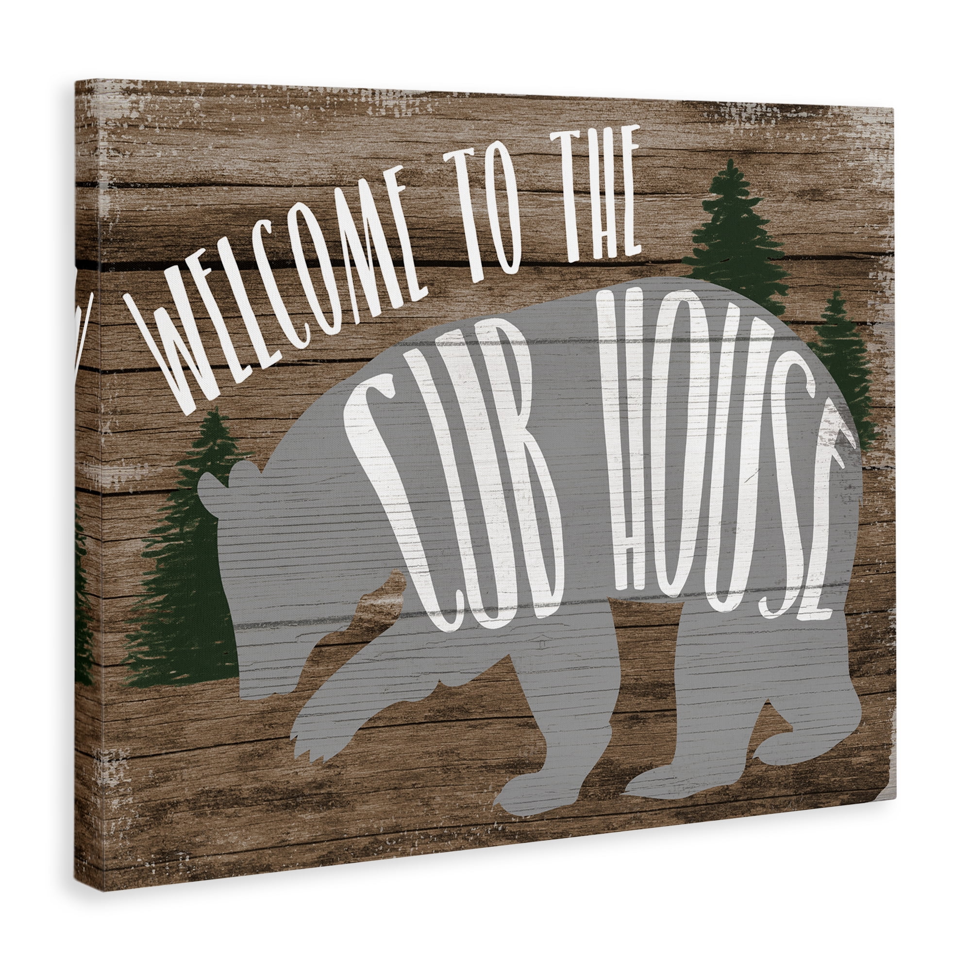 Stupell Industries Welcome Cub House Text & Numbers Painting Wrapped Canvas Art Print Wall Art, 30 x 24