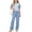 Blue, variant on Amidoa Toddler Girls 2 Piece Outfits Summer Clothes T Shirt Cute Solid Color Ruffle Sleeve Short Sleeves Casual Pants Kids Clothing Sets Navy Size 3T