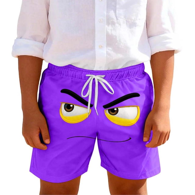 Swim Trunks for Boys Toddler Solid Color Print Breathable Shorts with Pocket 1Pc