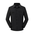 thumbnail image 1 of Blusa y camisa de manga larga con cuello vuelto para hombre, estilo casual, color liso, bolsillos cargo, botones y cremallera, blusa de manga larga con cuello vuelto, blusa de poliéster para hombre, 1 of 3