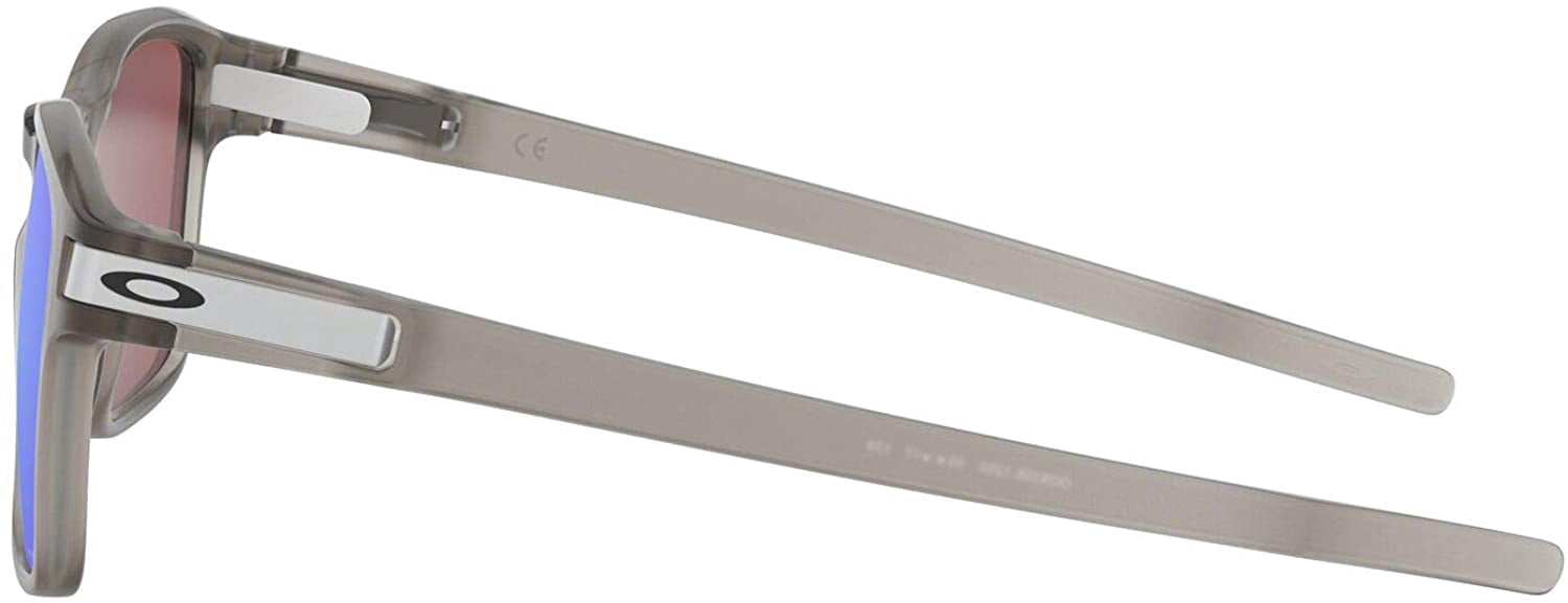 Oakley Mens Oo9358 Latch Square Low Bridge Fit Rectangular Sunglasses Matte Grey Ink/Prizm Sapphire 55 Millimeters
