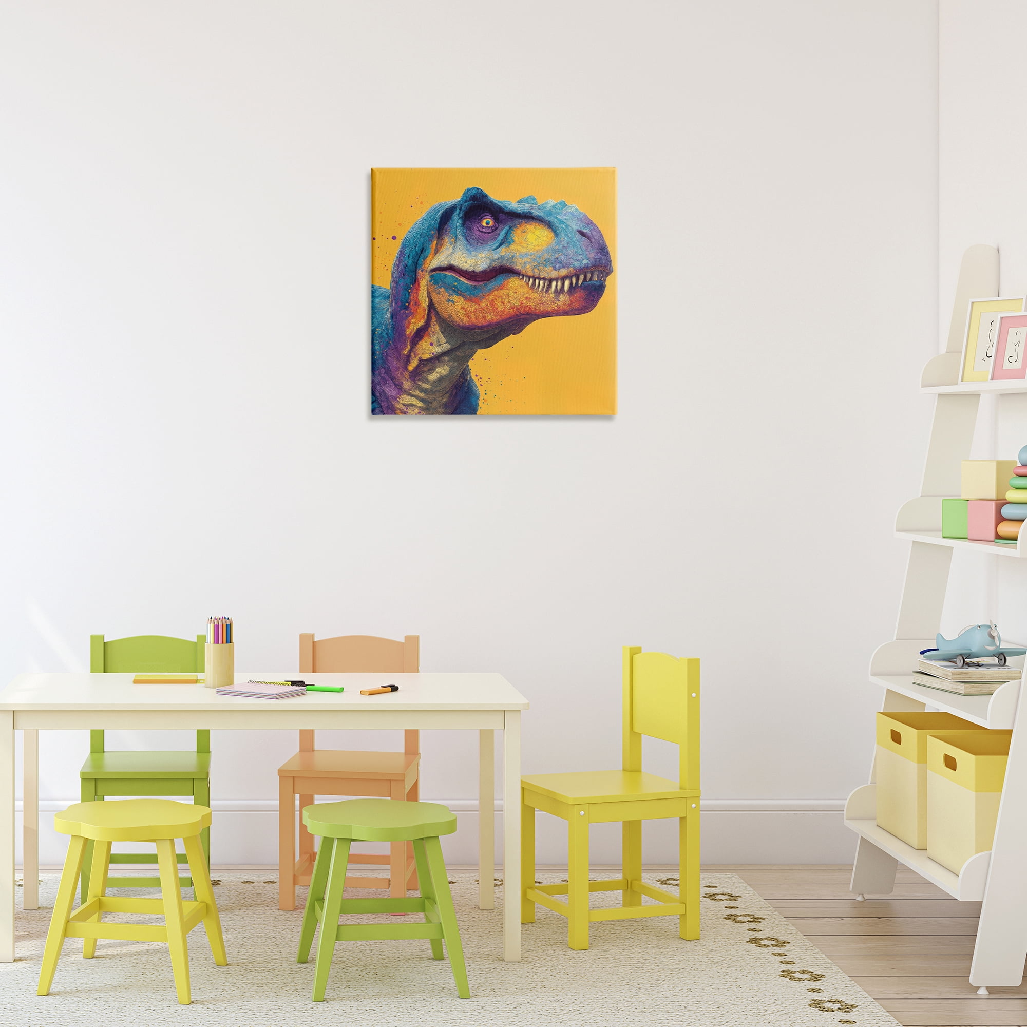 Stupell Industries Vibrant T-Rex Portrait Canvas Wall Art, design by Wumples