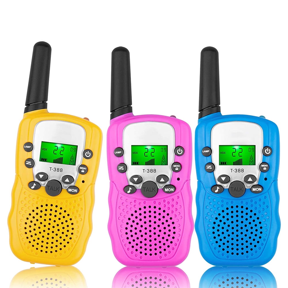 22 Channel 2-way Radios Walkie Talkie 3KM Long Distance Walky Talky with LCD Screen Flashlight Kids Toys for Boys Girls Camping Hiking Outdoor yellow,pink,blue Walkie Talkie kids 3 Pack