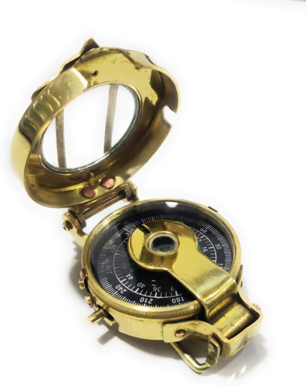 COMPASS  BRASS     MILITARY STYLE COMPASS 