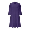 thumbnail image 4 of Roncen Women's Solid Dress - Semi-Formal Fit Flared Hem 3/4 Sleeve V-Neck with Pockets, Modest Church Attire for Work or Casual Office Wear, 4 of 9