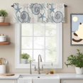 thumbnail image 2 of Summer Marine Life Valance Curtain Nautical Starfish Ocean Conch Coral Coastal Retro Window Valances Rod Pocket Short Curtains Window Treatments for Kitchen Bedroom Bathroom Laundry 42" x 12", 2 of 9