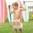 thumbnail image 4 of FORMRS Boys Swim Trunks Quick Dry Mesh Liner Boardshorts Sizes XS-XL, Pink Floral Orange, 4 of 7